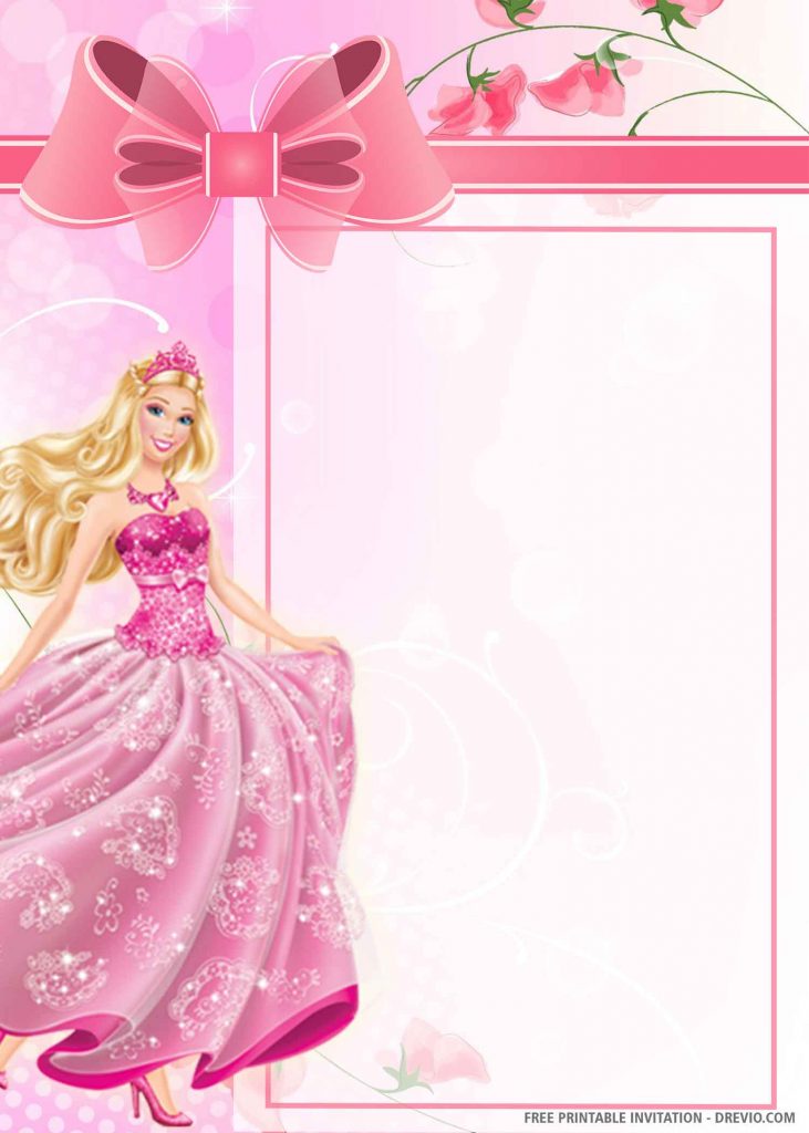 FREE BARBIE Invitation with Barbie in pink gown