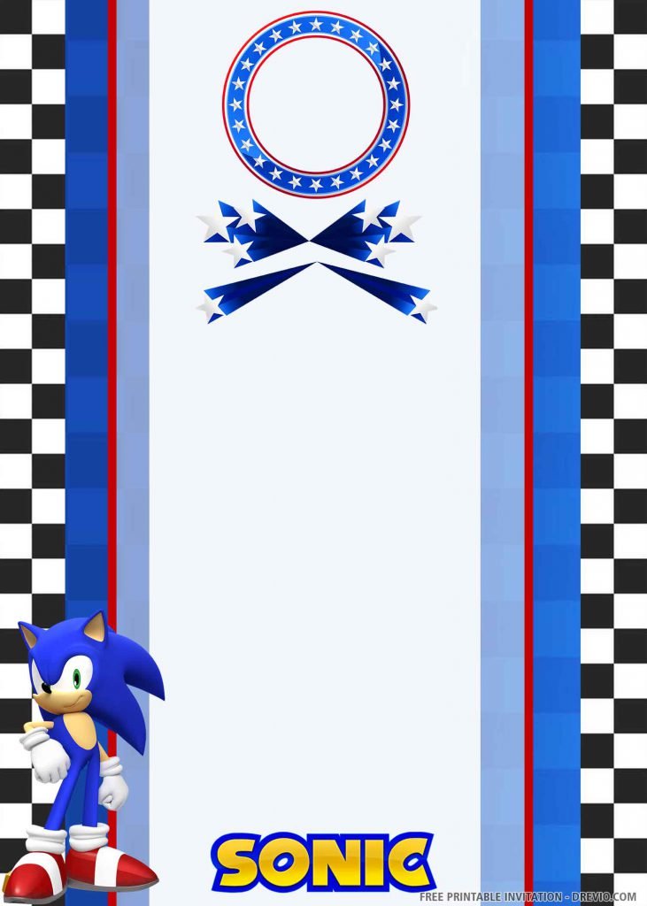 FREE DIGITAL SONIC Invitation with standing Sonic on left side