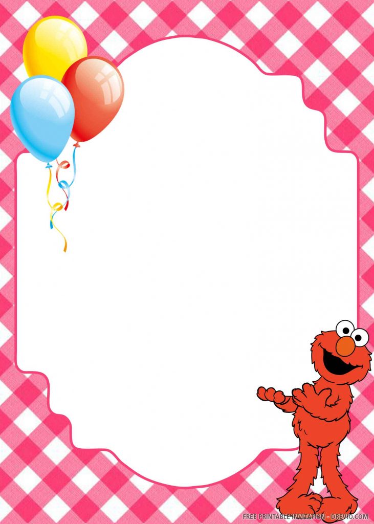 FREE ELMO standing in the right side, balloons