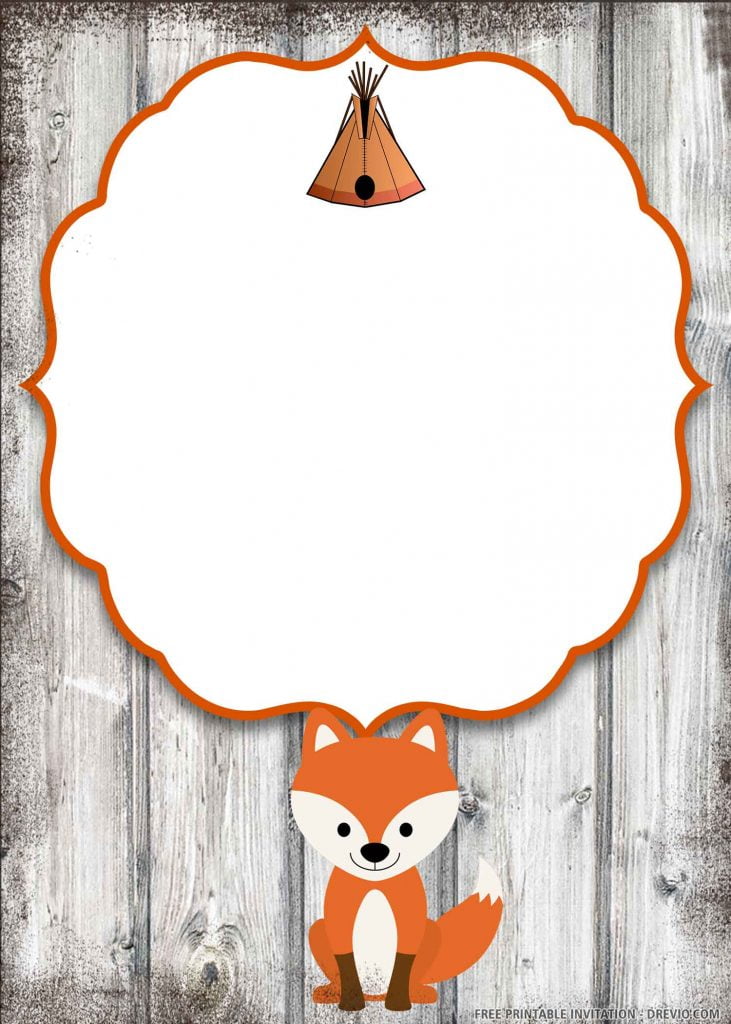 FREE FOX Invitation with sitting fox