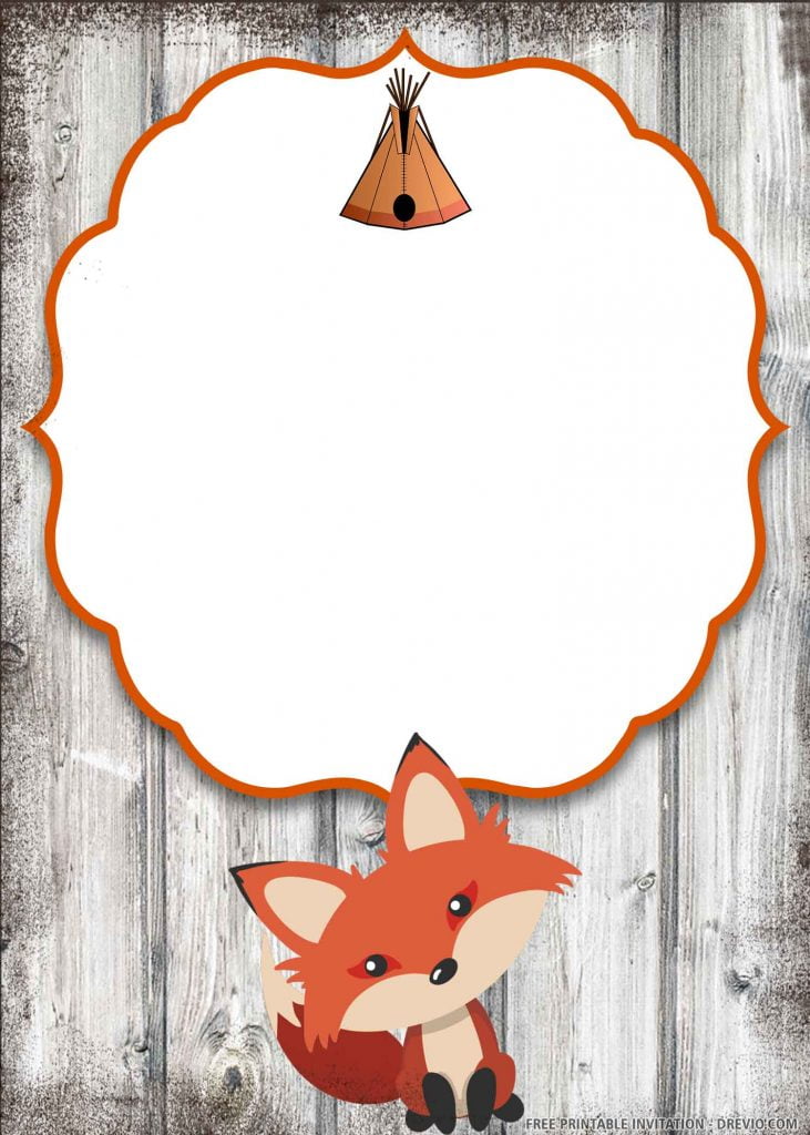 FREE FOX Invitation with cute face, fox