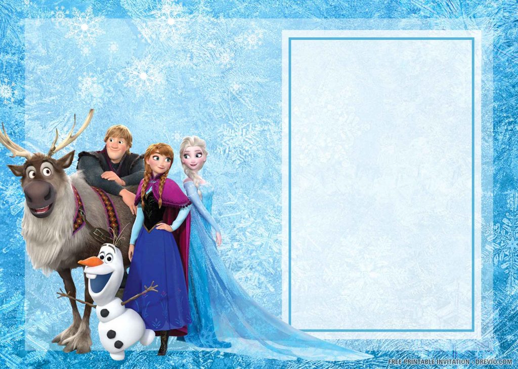 FREE FROZEN Invitation with Elsa, Anna, Kristoff, Olaf, and Sven