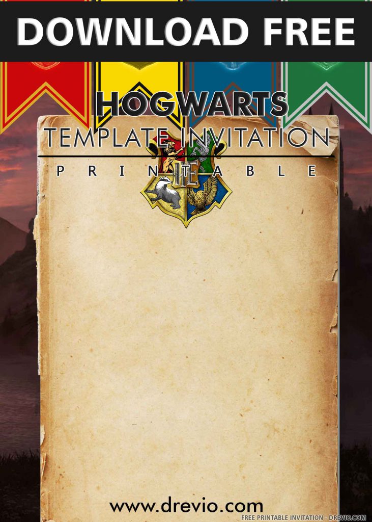 FREE HOGWARTS SCHOOL Invitation with title