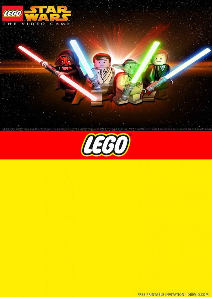 FREE LEGO STAR WARS Invitation with Yoda, Padawan, Disguised Clone, Endor