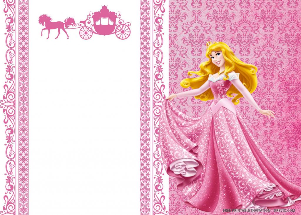 FREE SLEEPING BEAUTY Invitation with Aurora in pink gown
