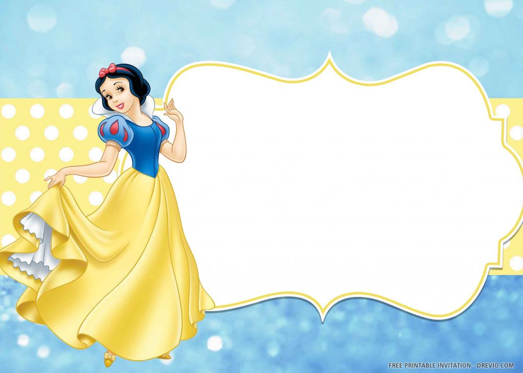 FREE SNOW WHITE Invitation with Snow White’s pretty pose