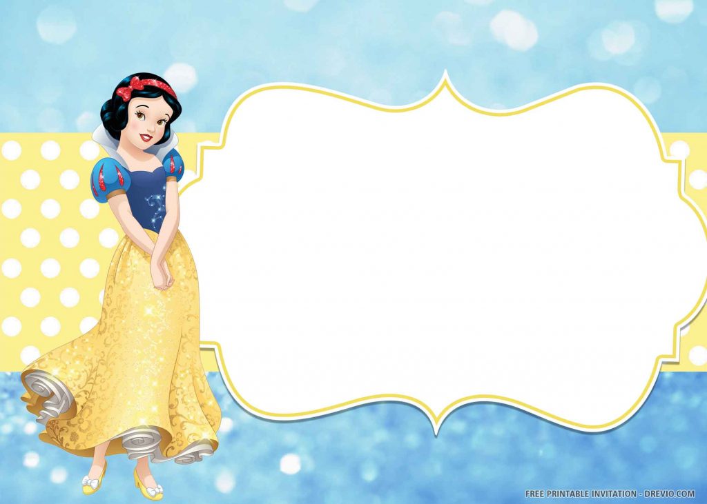 FREE SNOW WHITE Invitation with Snow White’s cute pose