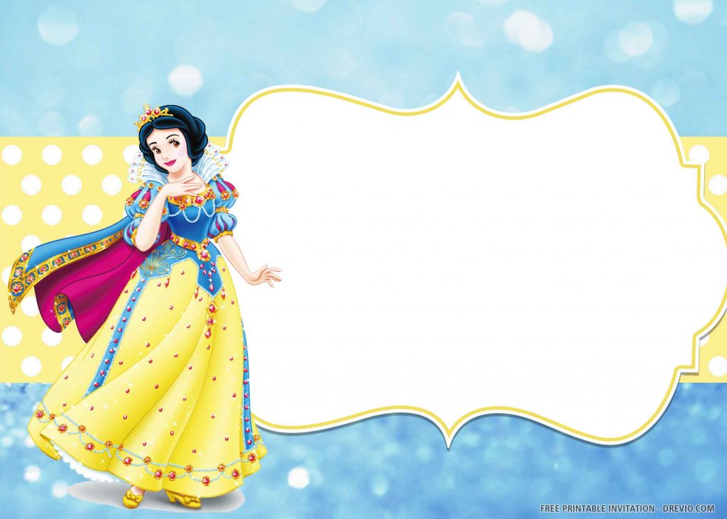 FREE SNOW WHITE Invitation with Snow White in her royal dress