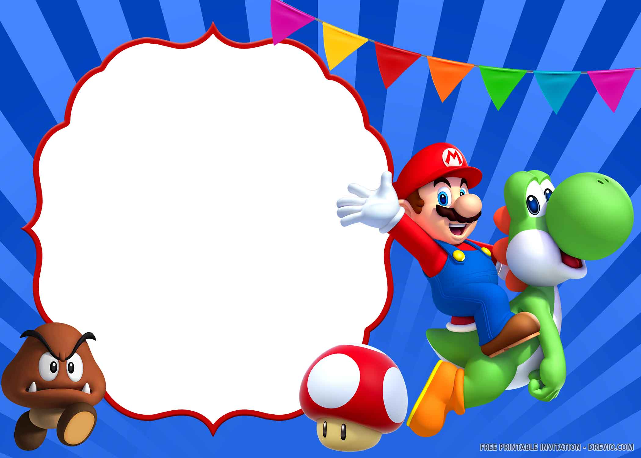 Free Mario Birthday Invitation Template FREE PRINTABLE TEMPLATES