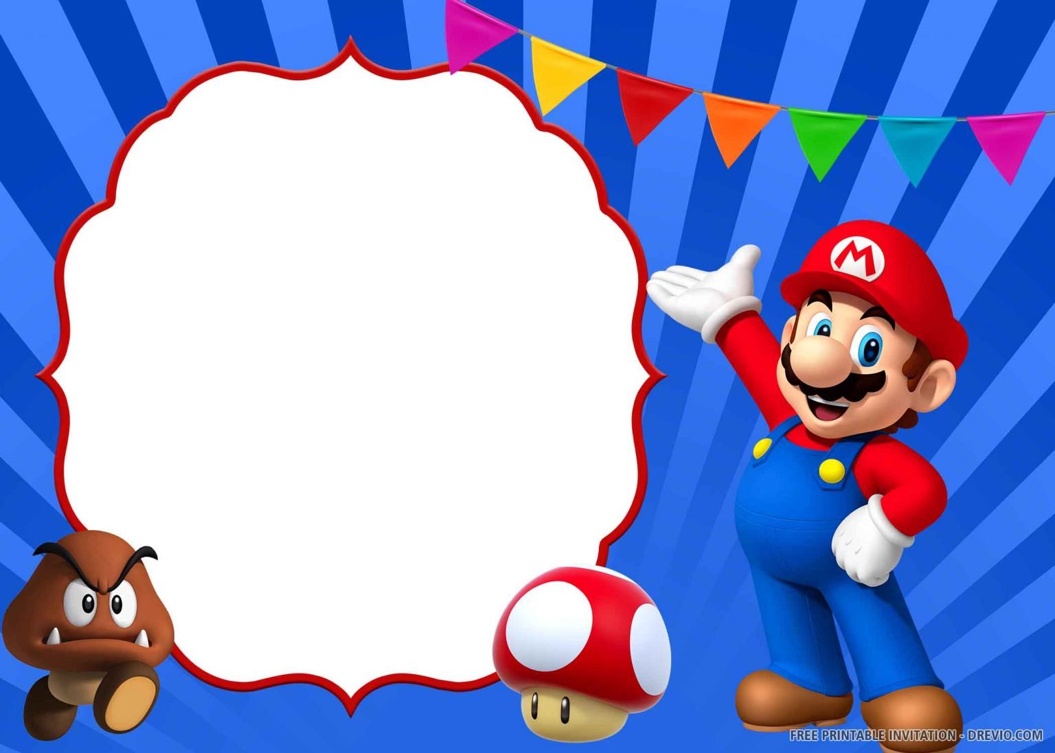 (FREE PRINTABLE) – Super Mario Birthday Invitation Templates - Drevio ...