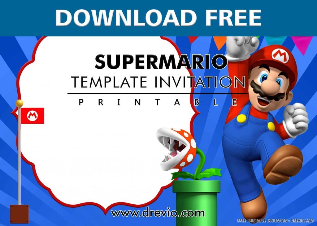 FREE SUPER MARIO Invitation with title