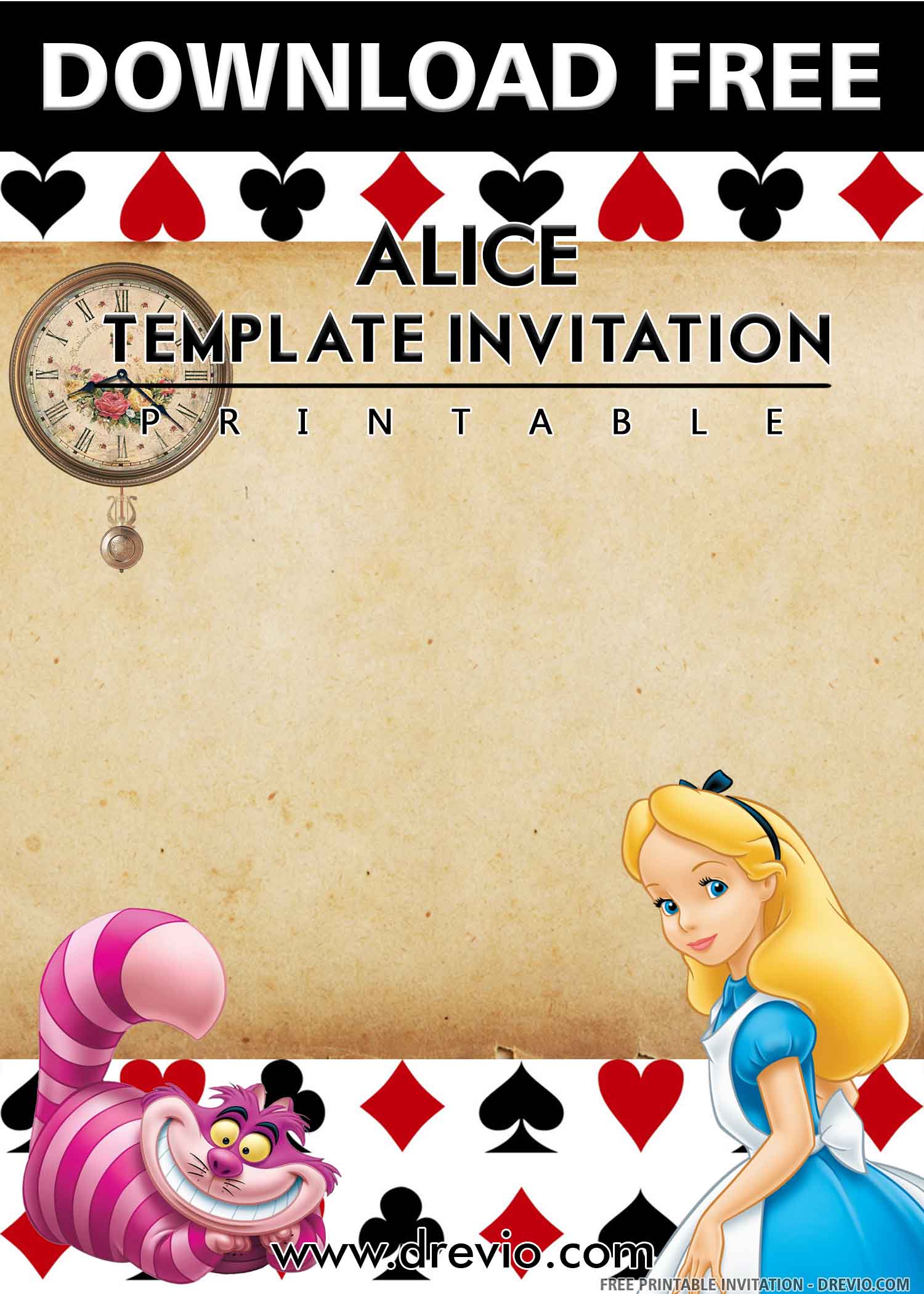 Free Printable Alice In Wonderland Party Invitations