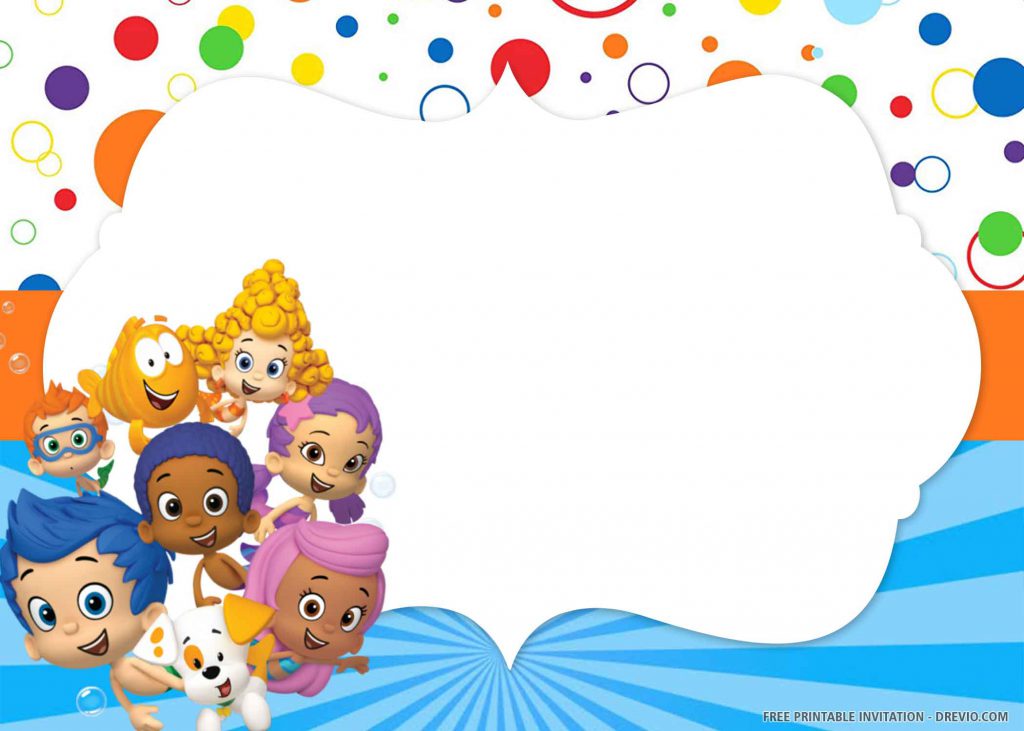 FREE BUBBLE GUPPIES Invitation with seven characters of guppies