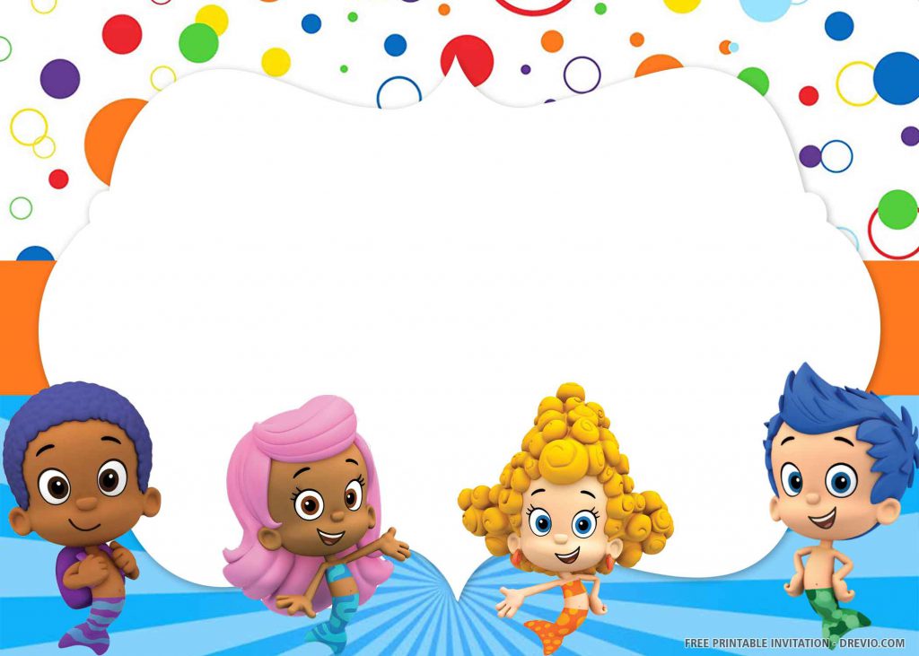 FREE BUBBLE GUPPIES Invitation with four characters of guppies