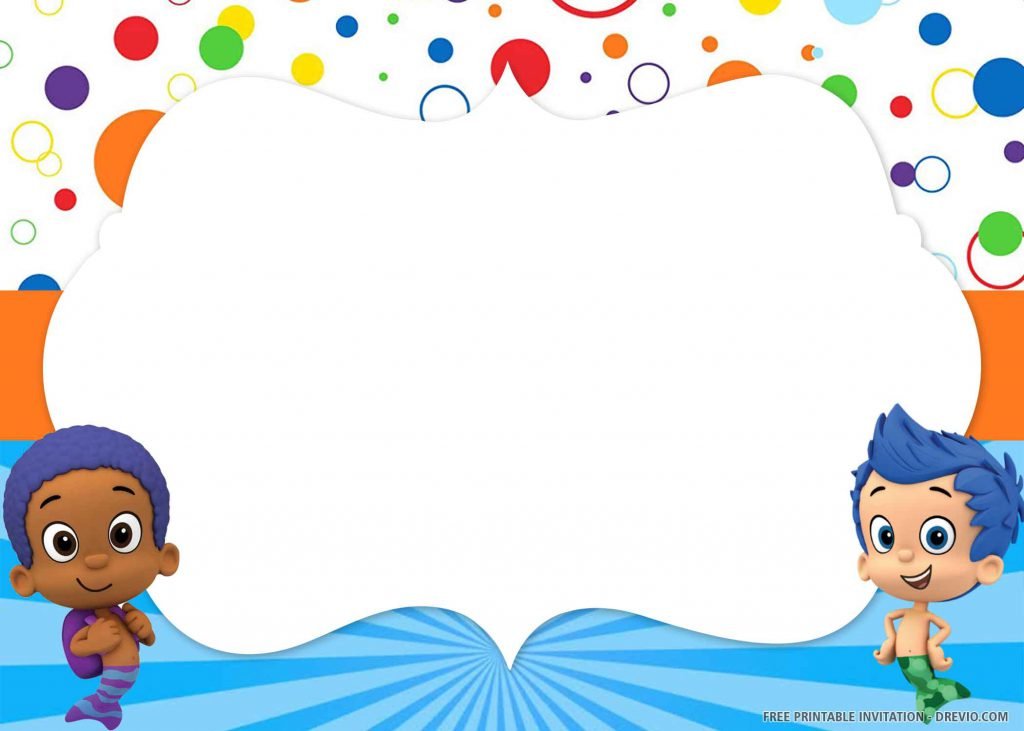 FREE BUBBLE GUPPIES Invitation with two guppy boys