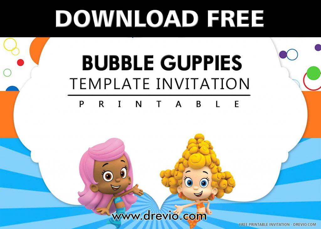 FREE BUBBLE GUPPIES Invitation with title