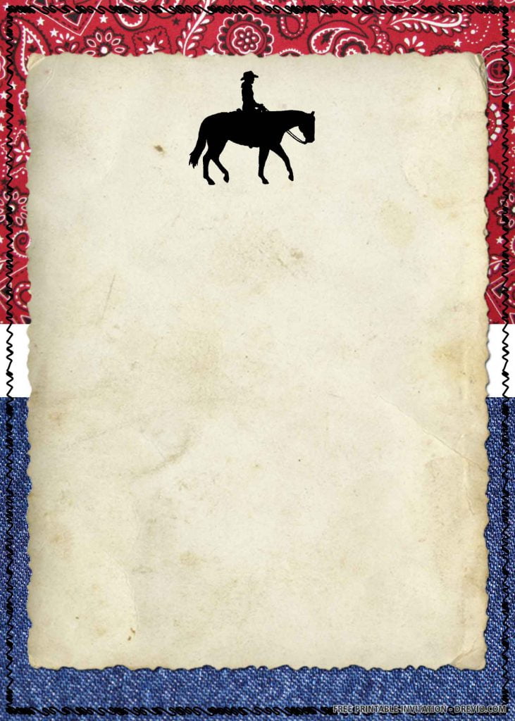 FREE COWBOY Invitation with side view picture