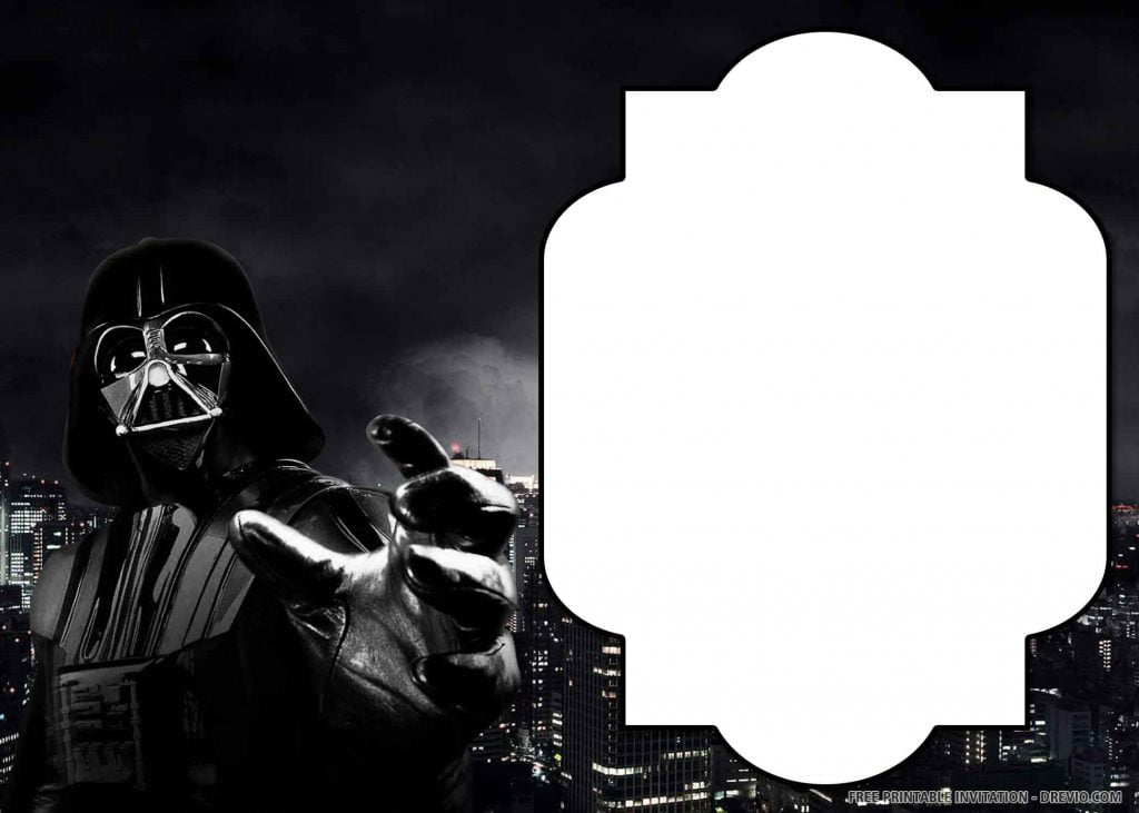 FREE DART VADER Invitation with image of Dart Vader