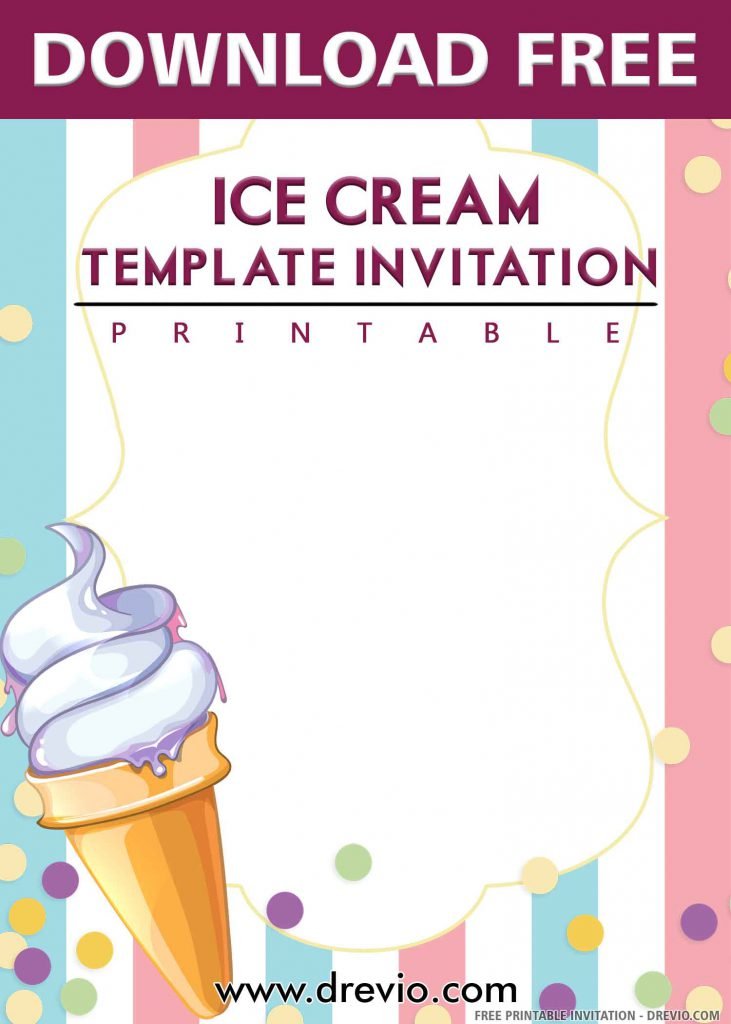 FREE ICE CREAM Invitation with title