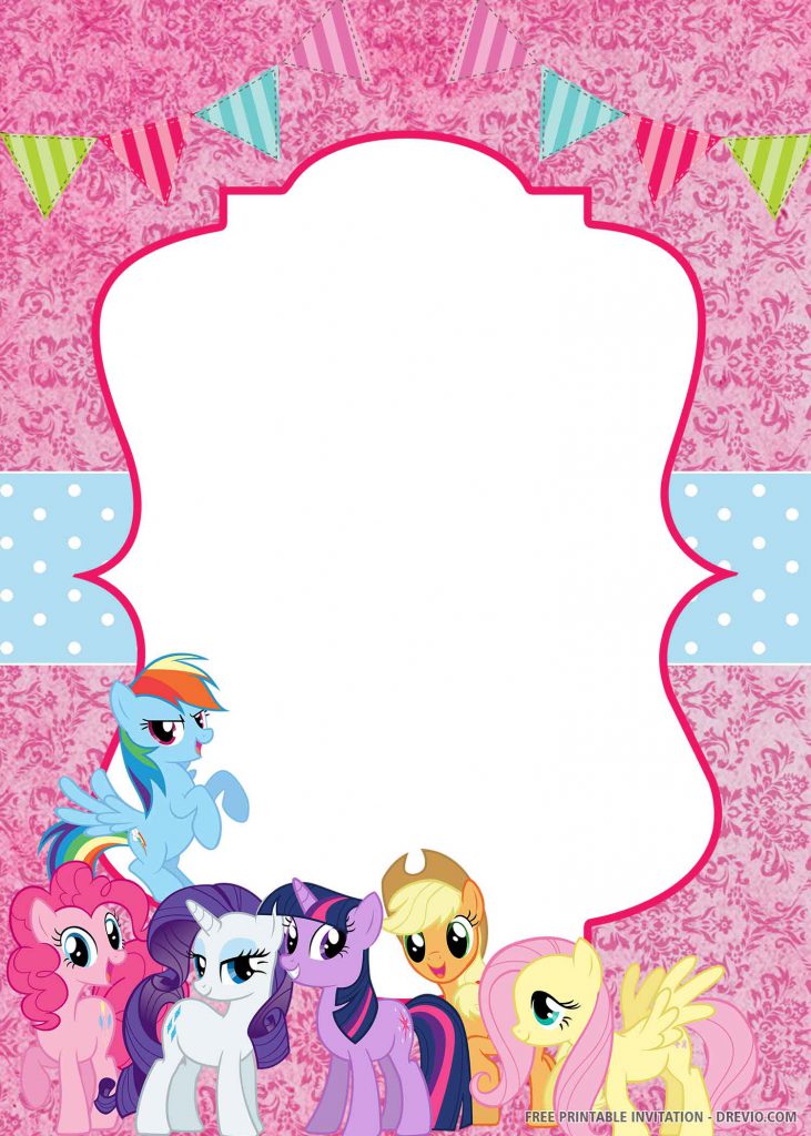 FREE MY LITTLE PONY Invitation with ponies on the lower side
