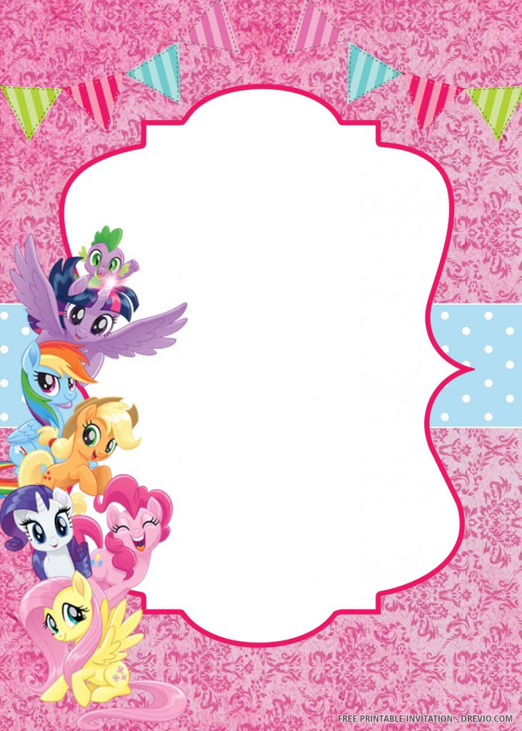 FREE MY LITTLE PONY Invitation with ponies on left side