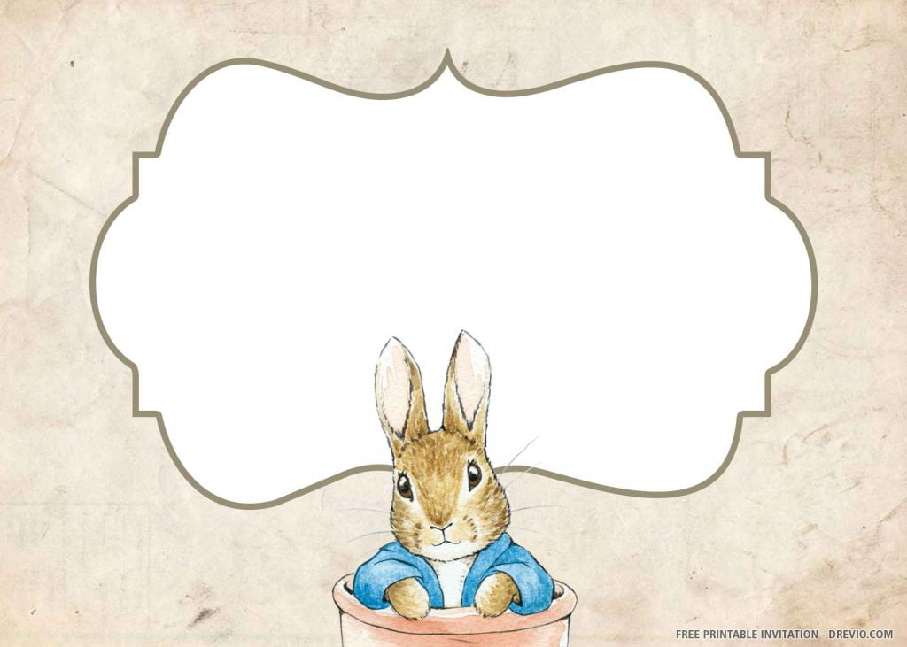 FREE PETER RABBIT Invitation with Peter rabbit, a container