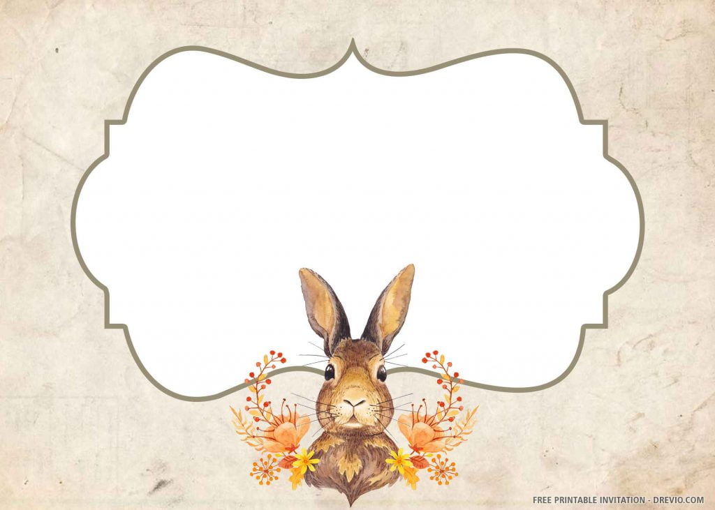 FREE PETER RABBIT Invitation with a rabbit, flowers