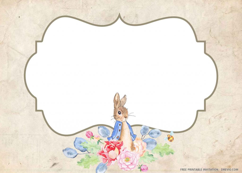 FREE PETER RABBIT Invitation with Peter rabbit, flowers