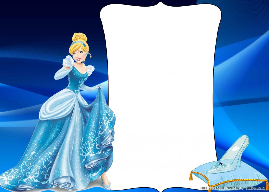 FREE BLUE PRINCESS Invitation with Cinderella in her pose