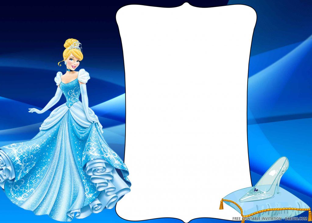 FREE BLUE PRINCESS Invitation with Cinderella in blue dress
