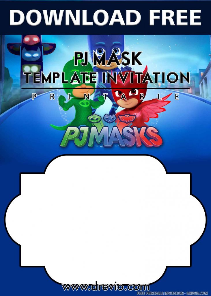 FREE PJ MASKS Invitation with title