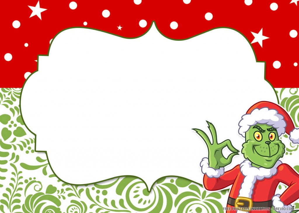 FREE GRINCH Invitation with Grinch in Santa’s costume