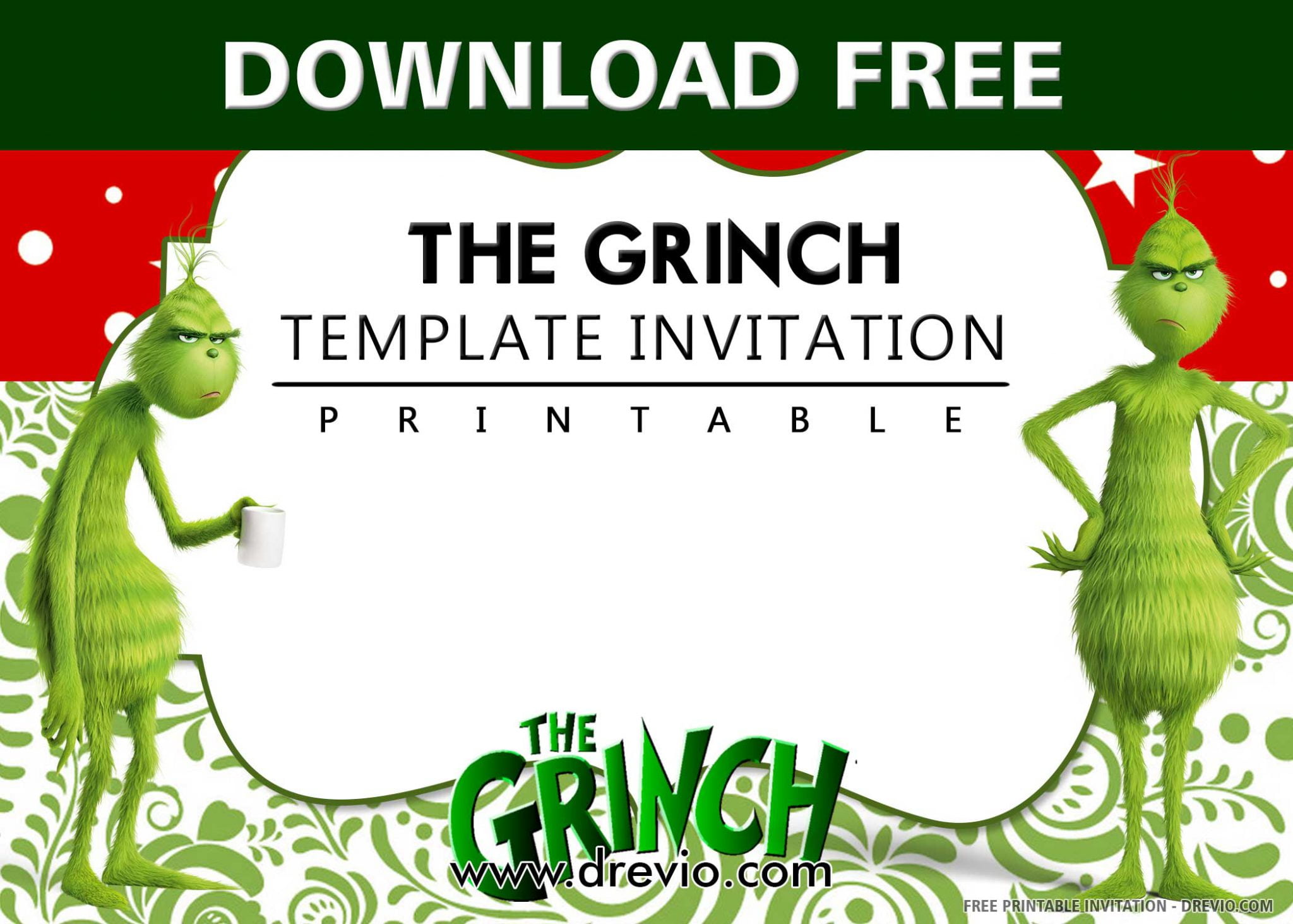 (FREE PRINTABLE) Grinch Birthday Invitation Templates Download