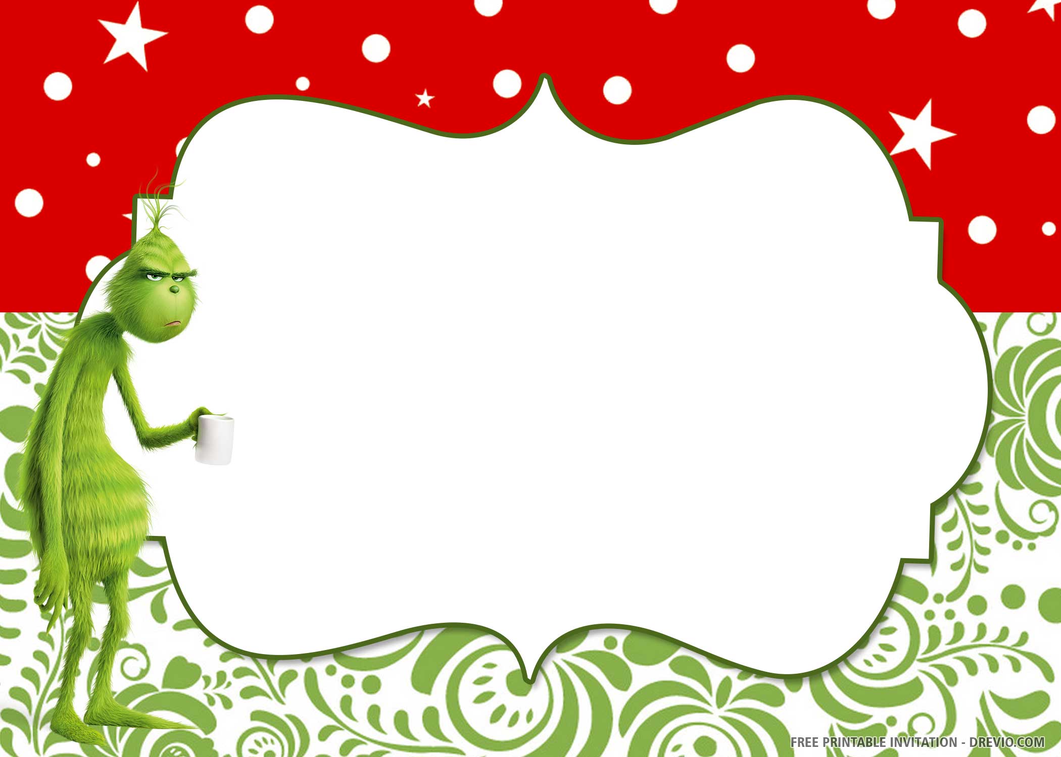 We offer you special free printable Grinch birthday invitation templates. 