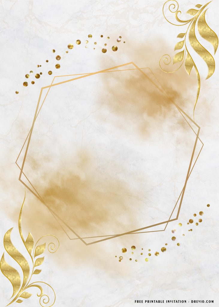 Free Printable Luxury Gold Baby Shower Invitation Templates With Gold Rhombus Text Frame