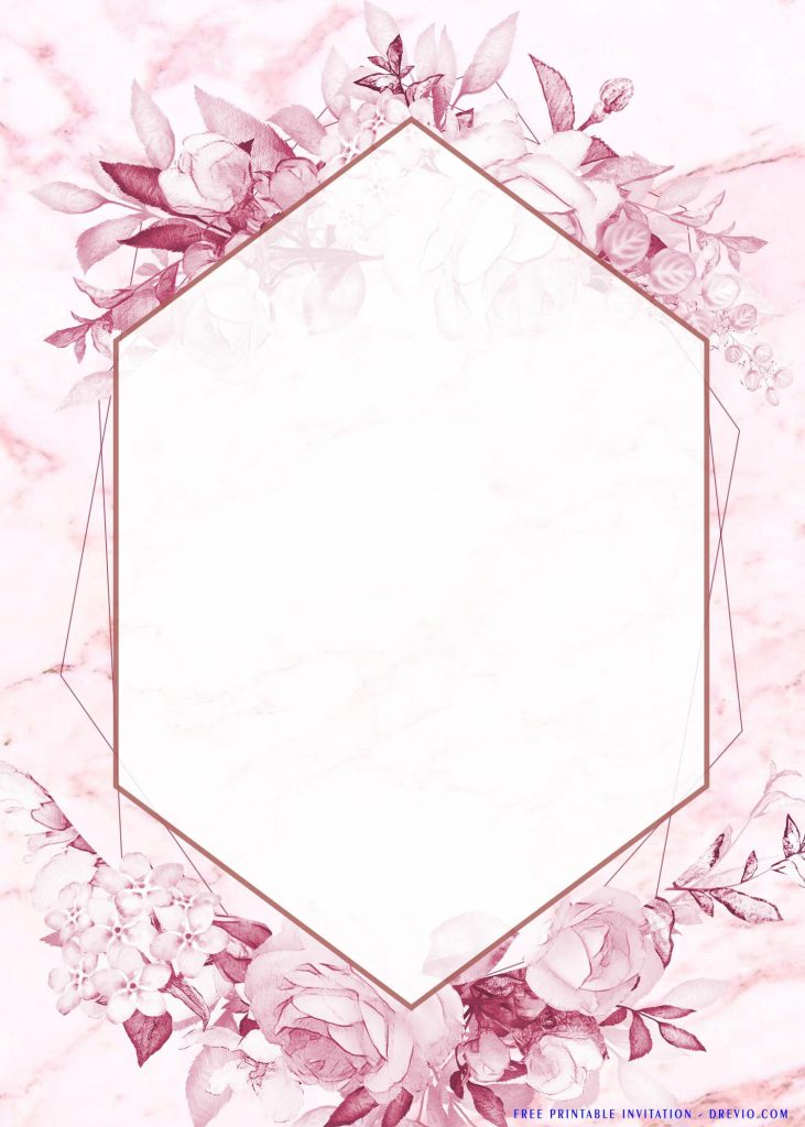 Free Printable Romantic Pink Floral Birthday Invitation Templates With Pink Roses