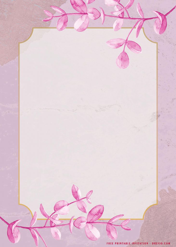Free Printable Blush Pink Sakura Bridal Shower Invitation Templates With Marble Style Background