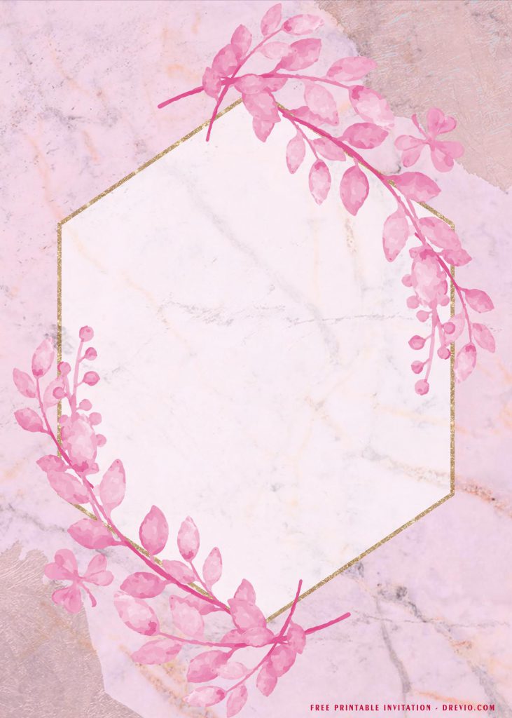 Free Printable Blush Pink Sakura Bridal Shower Invitation Templates With Watercolor Scheme