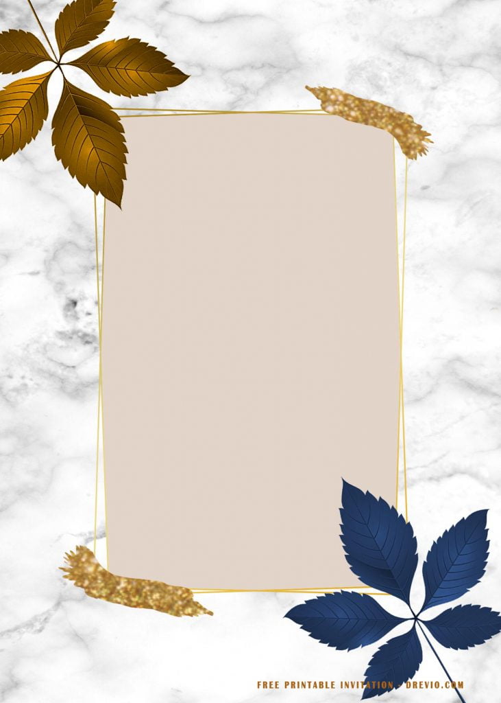 Free Printable Rectangle Foliage Baby Shower Invitation Templates With Gold Splatter