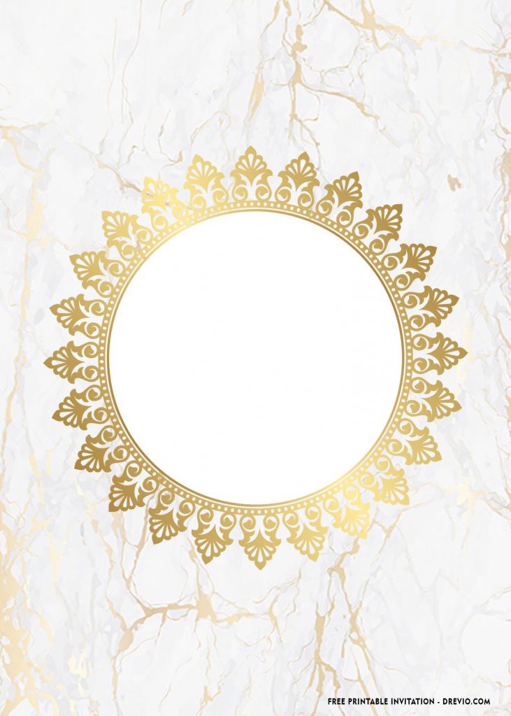 Free Printable Luxury Gold Frame Baby Shower Invitation Templates With Custom Mandala Text Frame