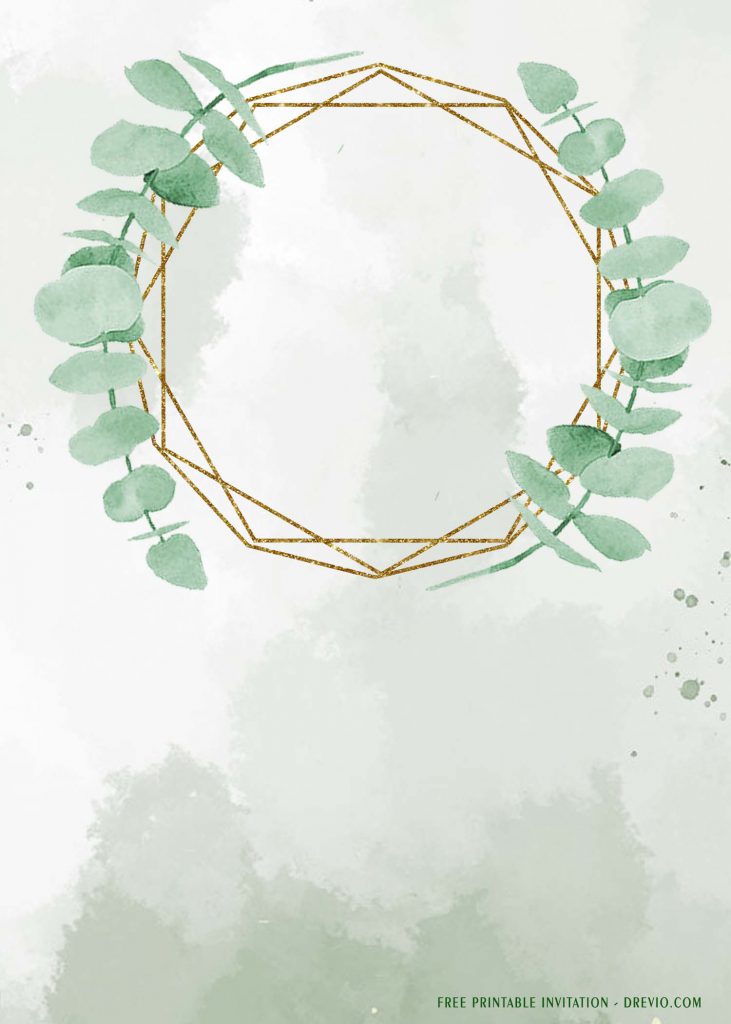 Free Printable Eucalyptus Wreath Wedding Invitation Templates With Stunning Background
