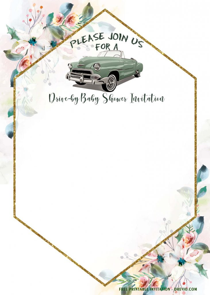 Free Printable Greenery Drive By Party Invitation Templates With Eucalyptus Flower