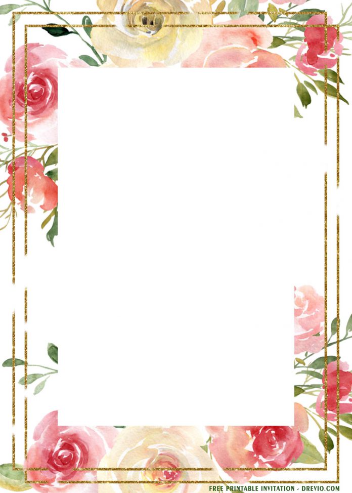 (FREE Printable) – Floral Frame Invitation Templates – for Any ...