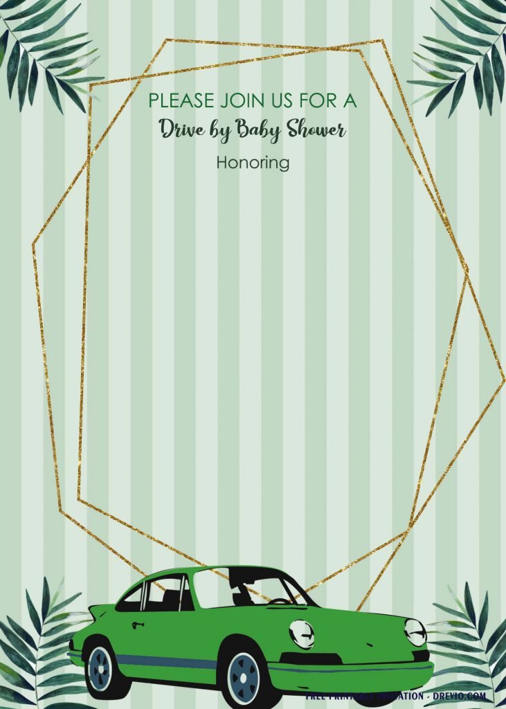 Free Printable Retro Drive By Baby Shower Invitation Templates With Vintage Stripes