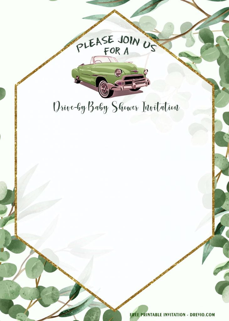 Free Printable Greenery Drive By Party Invitation Templates With Portrait Orientation