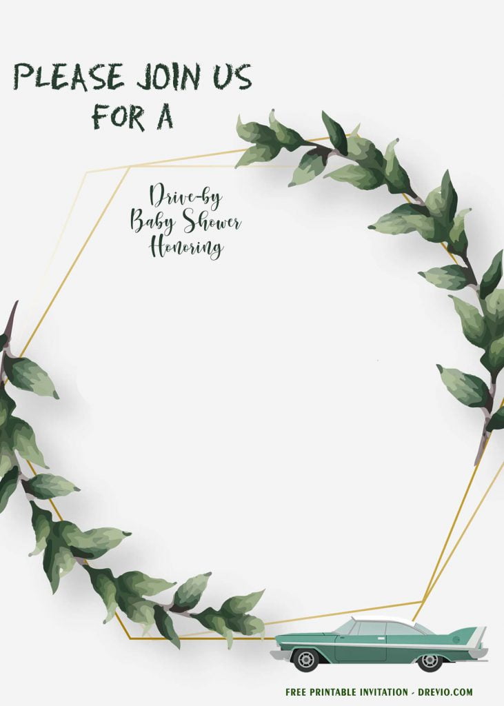 Free Printable Greenery Drive By Party Invitation Templates With Custom Flower Loop Text-Frame