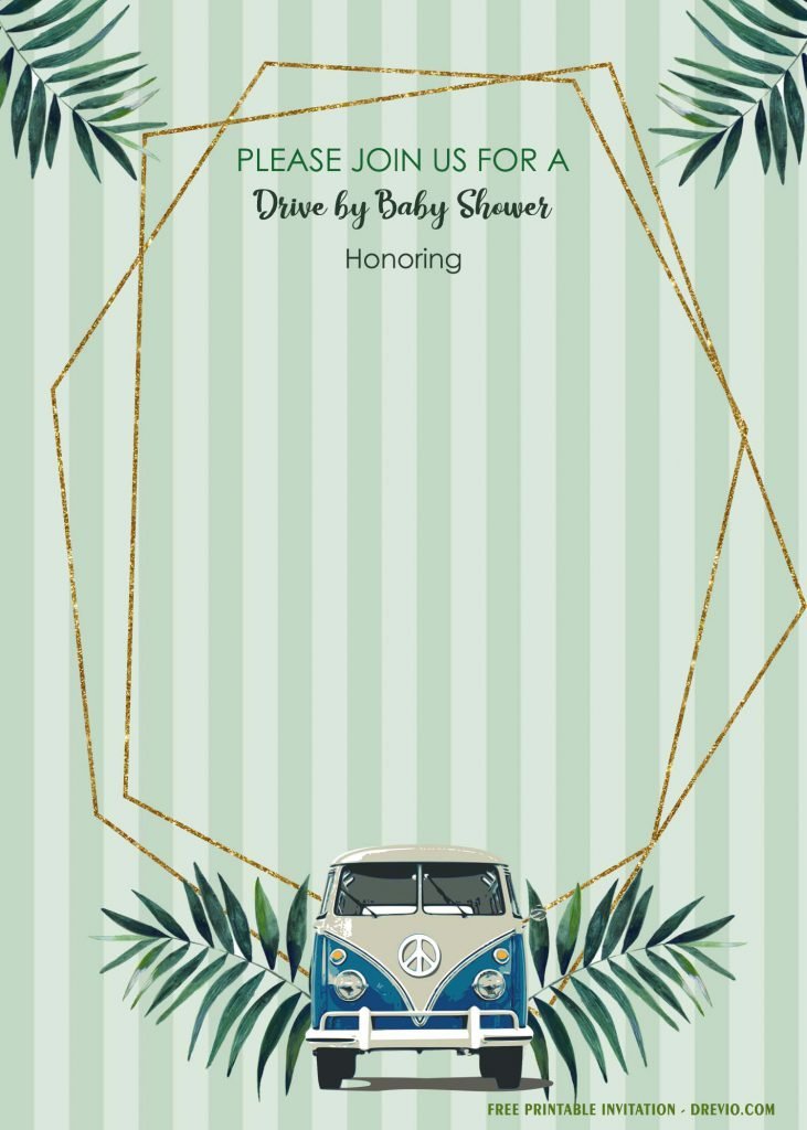 Free Printable Retro Drive By Baby Shower Invitation Templates With Portrait Orientation Cards