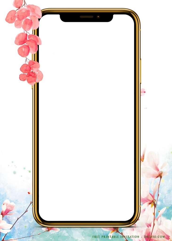 Free Printable Virtual Bridal Shower Invitation Templates With White and Pink Sakura Background
