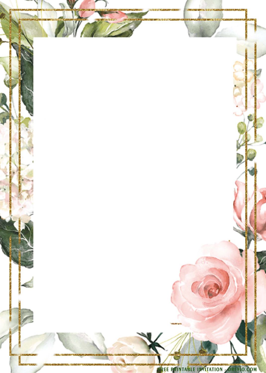 (FREE Printable) - Floral Frame Invitation Templates - For Any ...