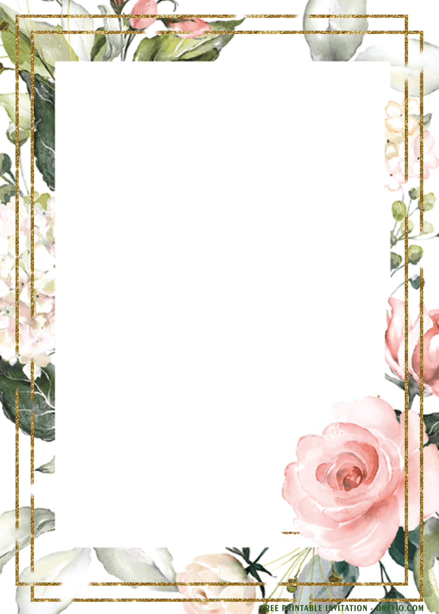 (FREE Printable) Floral Frame Invitation Templates for Any
